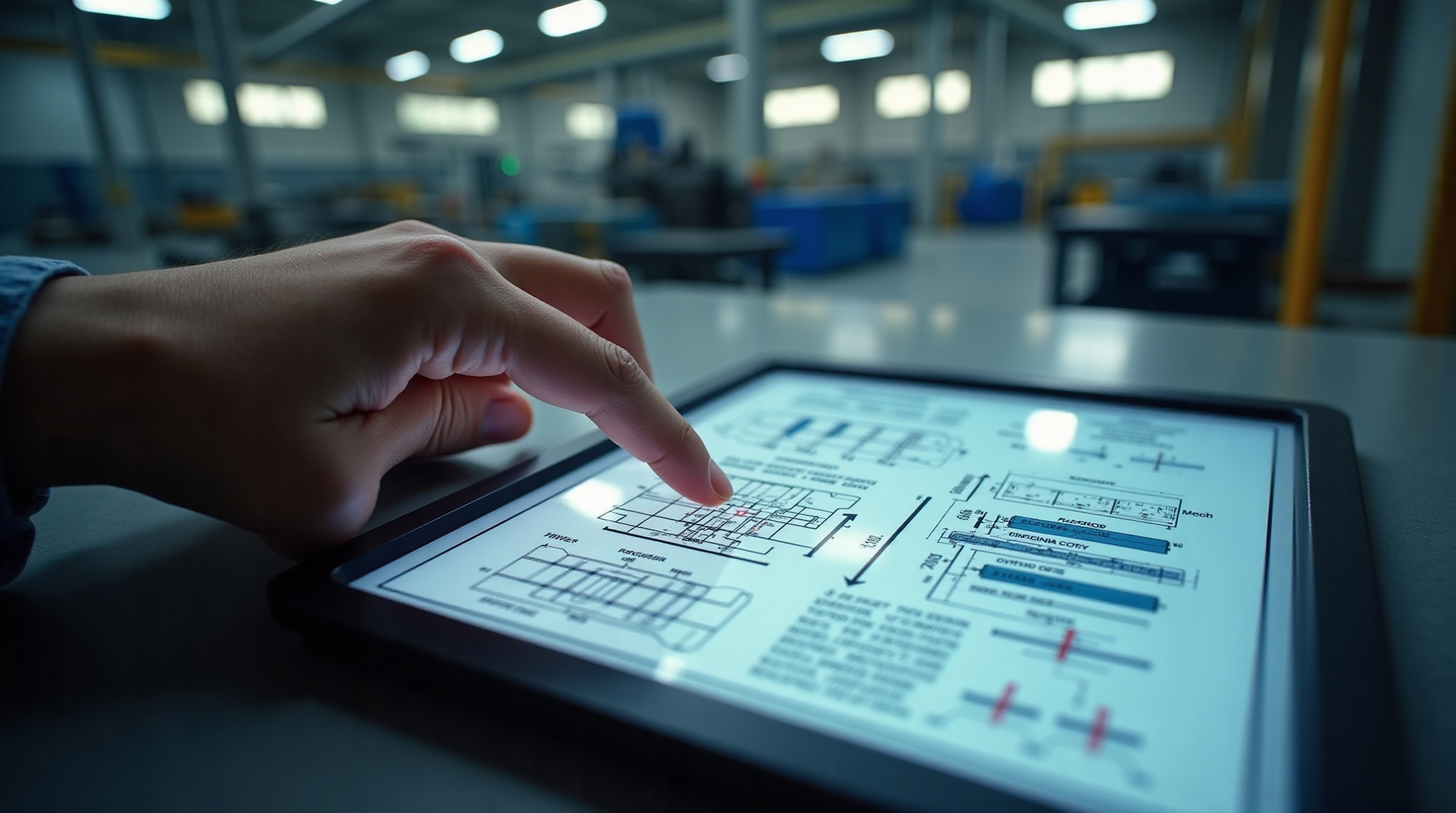 Mão apontando para diagrama técnico comparando ligas de níquel e aço em tablet