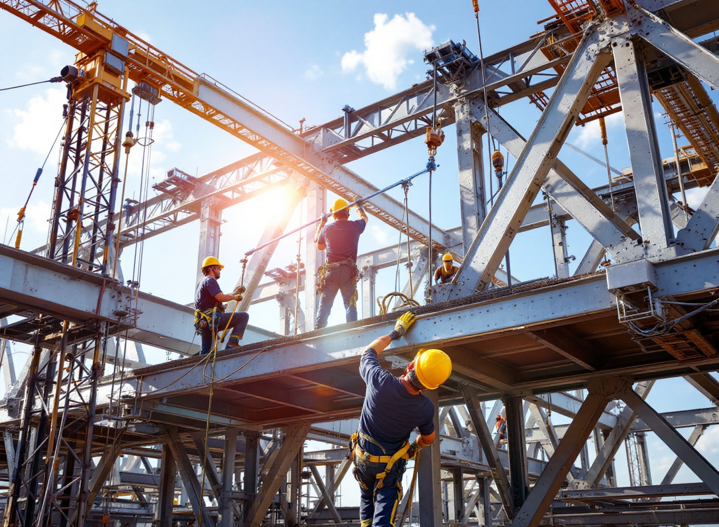 Construção de ponte com estruturas de aço